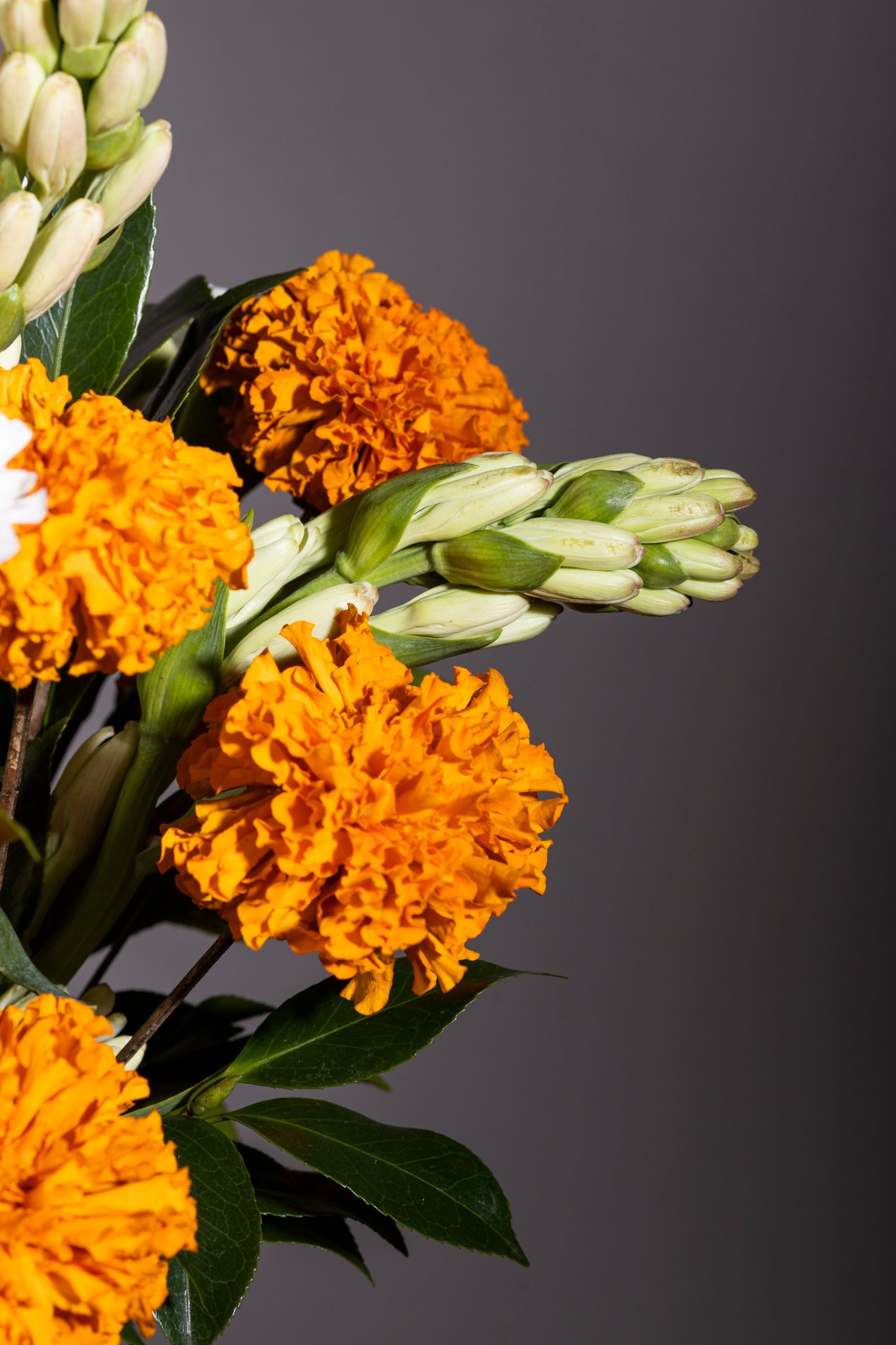 JAR OF JOY | Big orange Marigold and Tuberose bouquet in a pickle jar | Flower delivery in Bengaluru | Buy flower bouquets online Bengaluru | Same-day flower delivery Bengaluru | Online florist Bengaluru | Order flowers online Bengaluru | Luxury flower bouquet in Bengaluru