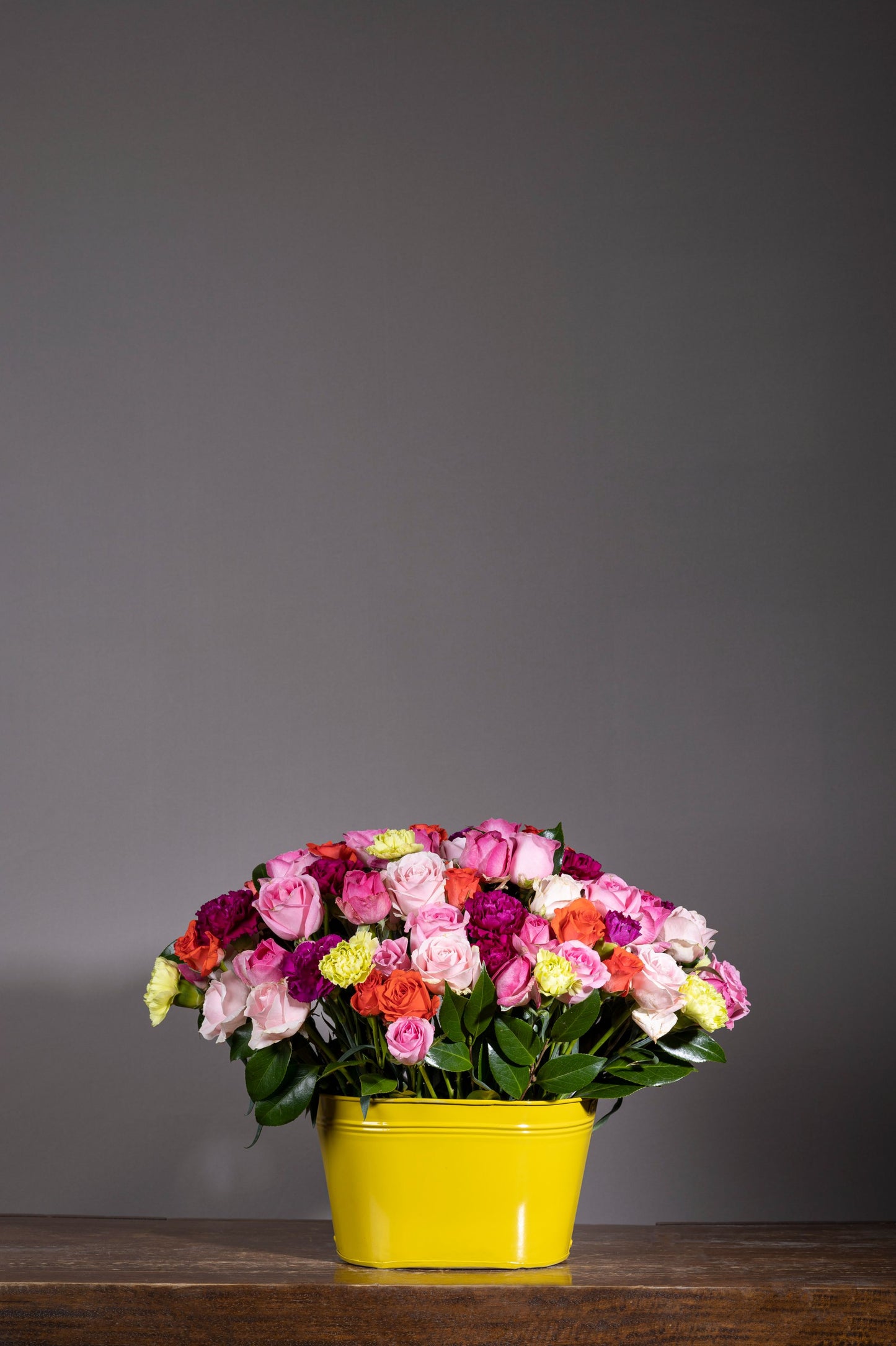 MIRACLE – A custom powder-coated can showcasing autumnal beauty with a unique combination of Carnation stems and exotic foliage. Perfect for birthdays, anniversaries, thank you gifts, congratulations, and new baby celebrations. Flower delivery in Bengaluru | Buy flower bouquets online Bengaluru | Same-day flower delivery Bengaluru | Online florist Bengaluru | Order flowers online Bengaluru | Luxury flower bouquet in Bengaluru